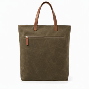 Bolsa Tote Vintage de Lona Encerada com Alças de Couro Crazy Horse, Compartimento para Laptop de 15,<span class=keywords><strong>6</strong></span> Polegadas e Bolso Traseiro Oculto - Product Image 3