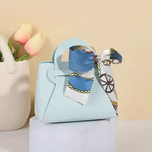 Wedding Baby Shower Favors Women Ladies Leather Handbag Candy Sweets Gift Bag With Ribbon