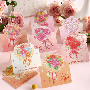 Tarjetas de Felicitación Plegables con Diseño Floral Romántico, Tarjetas de Agradecimiento Personalizables para el Día de San Valentín, Día de la Madre, Cumpleaños - Product Image 1