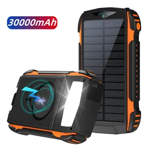 Schnelle Aufladung 30000 mAh tragbares Solar-Ladegerät für den Außenbereich mit Led-Leuchten 30000 mAh Powerbank kabellose Solar-Powerbank