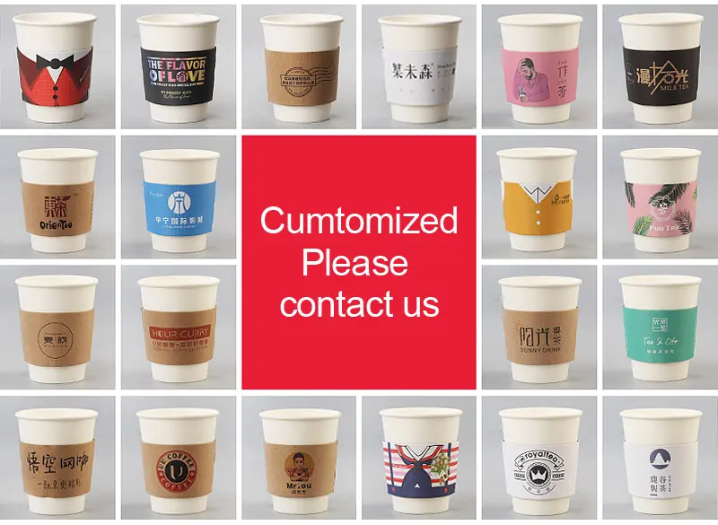 In confezione Logo stampato personalizzato con marchio semplice isolato usa e getta nero bevanda calda ghiacciata maniche per tazze da caffè in carta Kraft