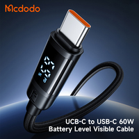 Mcdodo 578 Creative niveau de batterie affichage numérique PD chargeur 60 Watts câble de données pour iPhone 15 16 iPad câbles de téléphone portable