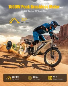 Bicicleta Eléctrica de Montaña HiKeep para Adultos, 750W, para Neumáticos Gruesos de 26" x <span class=keywords><strong>40</strong></span>, Batería de 48V 156Ah, 30MPH, Suspensión Delantera, LCD, Frenos de Disco Dobles - Product Image 2