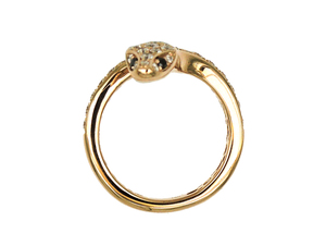 18K Rose Gold Diamond Pave Coiled Snake Open <b>Ring</b> With <b>Black</b> Diamond Eye Accents Luxury Statement Jewelry For <b>Women</b> - Product Image 2