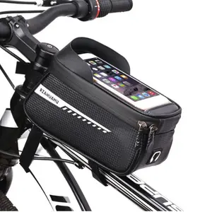 热卖时尚设计PU皮革反光自行车包，带手机座
