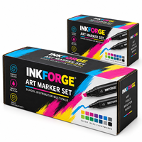 Boîte multipack scolaire en carton ondulé B-Flute personnalisée pour ensemble de marqueurs artistiques, impression offset CMYK, pelliculage mat