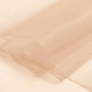 Kain Organza Sutra 100 Dijual Dalam Warna Peach Terang untuk Pakaian Pengantin dengan 1 Meter MOQ 48 Warna Dalam Stok Oleh Xinhe Tekstil