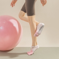 FF4830 Chaussettes de yoga en coton anti-dérapantes pour femmes, dégradées, à cinq orteils, pour le yoga, pilates, barre, ballet fitness