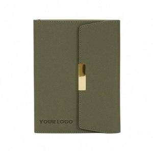 80gsm Thick Paper Notebook with Ribbon <b>Bookmark</b> in Olive Green <b>Gift</b> Box and with Matching Pen - Product Image 1