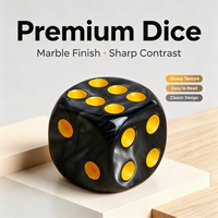 Dés de jeu de société durables pour adultes, en acrylique, forme cube, motif nacré, coins arrondis, numérotés, finition noir et or, pour 4 joueurs