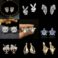 Anting Kartun Lucu Wanita Trendi 2026, Kuningan Berlapis Emas Perak, Perhiasan Bermotif Modis dengan Zirkon untuk Pertunangan