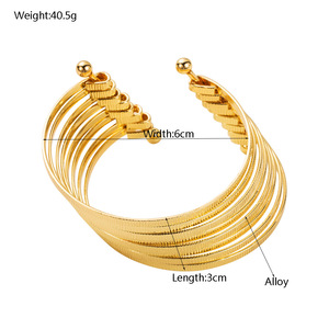 2024 nouveauté mode pas cher en gros bijoux bracelet creux brossé fil ouvert couches 18k or femmes bracelet bracelets - Product Image 3