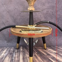 Ensemble de narguilé Shisha vintage avec boîte cadeau, narguilé de table en bois Chicha, grande pipe à eau, 45cm