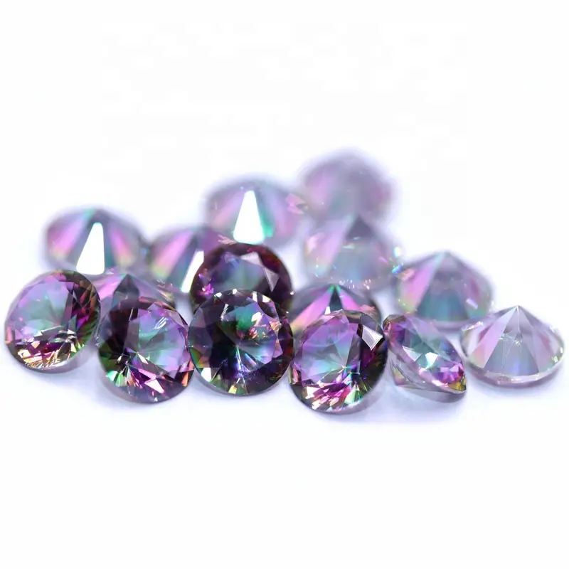 Redleaf Gems Losse Edelsteen Mystic Amethyst Ronde Diamond Cut Stone Rainbow Kleur Glas Kristal