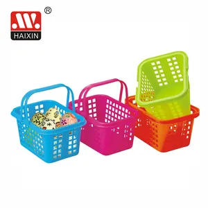 Haixing Hot Sale Picnic Fruit And Gift Basket Supermarket Shopping Basket Plastic Storage Basket With Handle