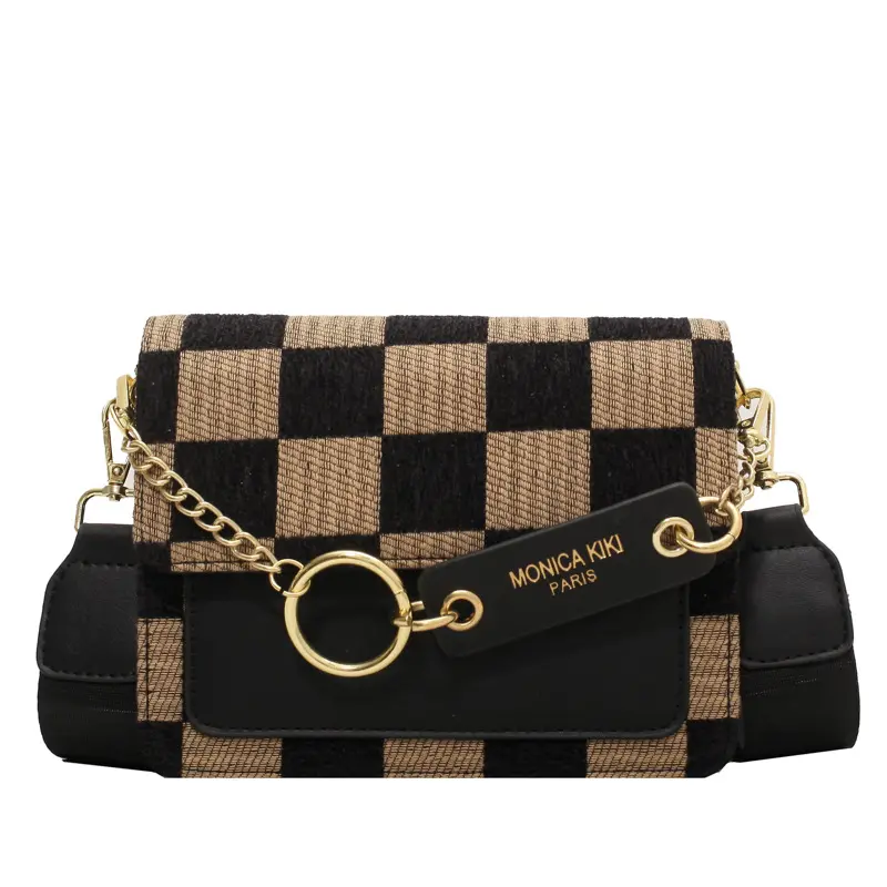 Checkerboard tas selempang kain Mini Flap untuk wanita 2023 tas tangan desain merek mewah tas bahu kecil sederhana