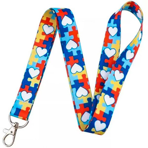 Patchfan Porte-clés et lanières de cou en sangle <span class=keywords><strong>pour</strong></span> clés et téléphones portables, avec motif puzzle de sensibilisation à l'autisme, porte-badges et colliers - Product Image 2