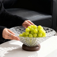 Bandeja de Frutas para Sala de Estar, Mesa de Centro, Novo Modelo, Cesto de Vidro, Prato de Servir para Doces, Frutas Secas e Petiscos, Comércio Exterior