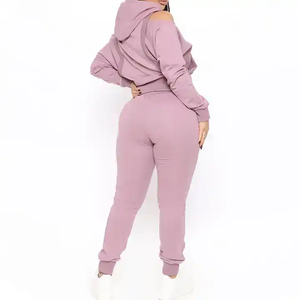 OEM Hot Sale Custom Thick <strong>Fleece</strong> Wholesale <strong>Women</strong> Clothing Sweatpants Hoodie <strong>Jogger</strong> Sets Plain Blank Sweatsuit Set Tracksuit - Product Image 4