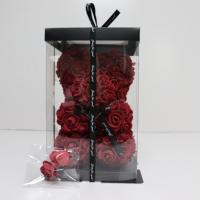 Ours en peluche de luxe en forme de rose 25 cm, ours en fleurs préservées pour la Saint-Valentin, la fête des mères, un anniversaire, Noël, cadeau romantique