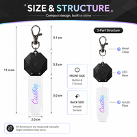 Porte-clés LED à piles, vente en gros, personnalisé, 7 couleurs, compact, petit, pendentif holographique en acrylique pour cadeaux promotionnels