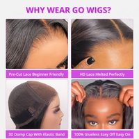 Perruque en cheveux vietnamiens bruts, coupe droite tendance, en couches, nœuds pré-blanchis, à enfiler et à porter, perruques sans colle 5x7, cheveux humains pour femmes