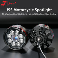 Phare auxiliaire de moto JPAD J9S LED 12V à luminosité réglable, phare de route 22000LM, phare antibrouillard halo 6 couleurs 200W, 9 lentilles super lumineuses