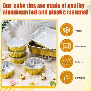 Tazón Redondo de Aluminio Dorado de 1130 ml para Sopa, Envase de Aluminio para Alimentos para Llevar con Tapas, Personalizable con Impresión - Product Image 2