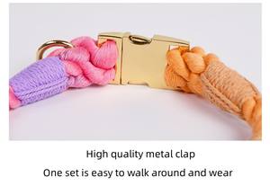 JXANRY all'ingrosso tessuto gradiente di colore cotone corda collari per animali domestici incisi per evitare la perdita di cani al guinzaglio cani di grossa taglia - Product Image 5