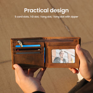 कस्टम लोगो वास्तविक पागल घोड़े चमड़े के छोटे बटुए के साथ पुरुषों के लिए विंटेज शैली के लिए कस्टम लोगो वास्तविक पागल घोड़े चमड़े के छोटे बटुए - Product Image 3