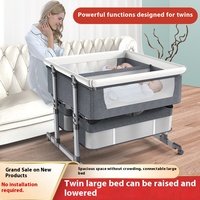 Berceau double portable amovible pliable en hauteur réglable pour bébé avec épissure Caractéristiques du grand lit pour l'équipement de jeu d'activité
