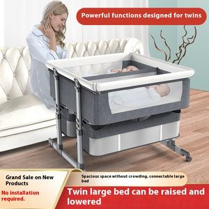 <span class=keywords><strong>Berceau</strong></span> double portable amovible pliable <span class=keywords><strong>en</strong></span> hauteur réglable <span class=keywords><strong>pour</strong></span> bébé avec épissure Caractéristiques du grand lit <span class=keywords><strong>pour</strong></span> l'équipement de jeu d'activité - Product Image 6