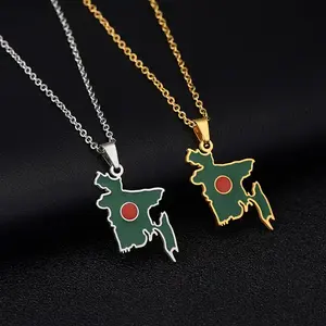 Hot Sale Pakistan Flags Map Customizable pattern Necklace Stainless Steel Necklace Design Jewelry Gold Plated Chain Necklace