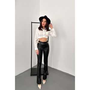 Pantalon Harem en toile noire en gros, respirant, taille XL, décontracté, automne, taille élastique avec détail de couleur, taille mi-haute, taille XL - Product Image 3