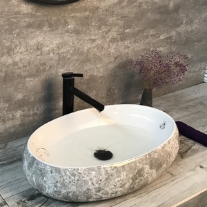 Modern One-Piece Oval Ceramic Sink Handcrafted Lavabo Wash Counter Top Cabinet for Bathroom <strong>Washroom</strong> Fashionable Porcelain <strong>Table</strong> - Product Image 1