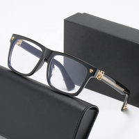 Vente en gros de lunettes carrées noires rétro de luxe pour hommes, lunettes de marque pour femmes, monture anti-lumière bleue