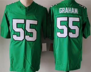 Maillots de football américain en gros Hurts # 1 Kelce # 12 uniformes d'équipe de qualité professionnelle en sergé de pêche, cousus, 100% polyester - Product Image 5