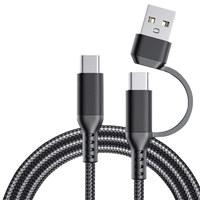 Câble de données USB Type-C 2-en-1 en nylon TPE 2m/3m à charge rapide Super 3A à bas prix pour Oppo et téléphones mobiles