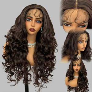 Vendeurs chinois en vrac <span class=keywords><strong>acheter</strong></span> bouffée synthétique avant de lacet perruques HD pleine chaleur résistant cheveux point culminant sans colle perruque pour les femmes noires - Product Image 4