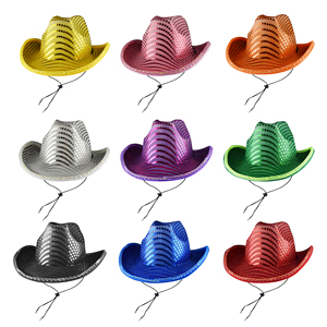 High Quality Unisex Adults Silver LED Sequin Cowboy <b>Hats</b> <b>for</b> Halloween & Christmas <b>Wedding</b> Birthday Festive & Party Supplies - Product Image 1