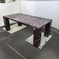 Table à manger rectangulaire en marbre Rosso Levanto, table à manger en pierre naturelle à 100%, mobilier de salle à manger