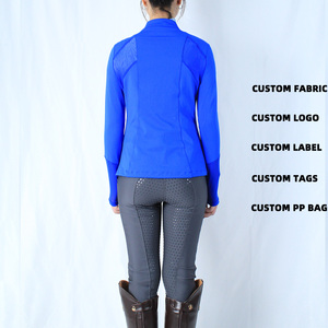 Chaqueta de equitación personalizada para mujer, transpirable, con cuello alto, manga larga, cremallera completa, deportiva, para exteriores. - Product Image 2