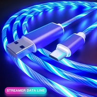Venta al por mayor de luz LED de colores visible brillante USB tipo C flujo brillante Streamer Cable de datos de carga rápida para Samsung