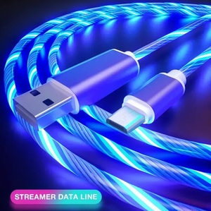 Venta al por mayor de luz LED de colores visible brillante USB tipo <span class=keywords><strong>C</strong></span> flujo brillante Streamer Cable de datos de carga rápida para Samsung - Product Image 2