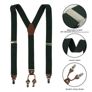 Bretelles en cuir élastique couleur unie pour hommes, 3 clips, style vintage, pour hommes et femmes, 45 pouces, pour pantalons et jupes de mariage - Product Image 1