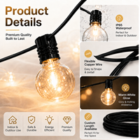 Guirlandes lumineuses LED d'extérieur étanches IP65 à lumière continue pour camping, auvent, jardin, avant-toit, fête, terrasse