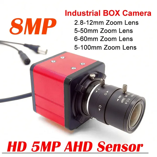 Industrial 4K 8MP CMOS Sensor AHD CCTV Security Box Camera with 5-50mm/2.8-8mm/6-60mm Manual Zoom Varifocal Lens