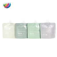 Pochette liquide en plastique personnalisée pochette d'échantillon cosmétique debout de 30ml 50ml pochettes avec bec verseur pour gel douche shampoing