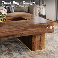 Nouveautés 2026 : Table basse de salon en bois rustique avec rangement et éclairage LED personnalisé