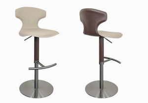Chaise de bar pivotante réglable en hauteur, style italien moderne minimaliste de luxe, avec accoudoirs fixes en cuir PU et structure en acier inoxydable - Product Image 5